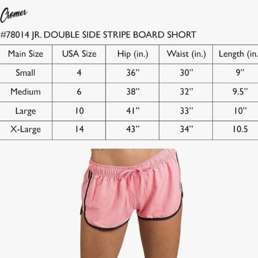 Cromer Resortwear Board Shorts‎ (2) Coral & Pink Navy Accents Women's Sz L NEW